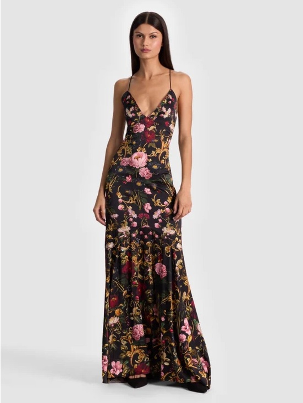Alice + Olivia Milta Mermaid Slip Dress in Evermore Floral 0 - Picture 3 of 15